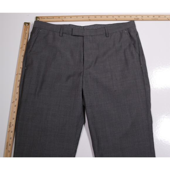 Hugo Boss Solid Light Gray Flat Front Dress Pants Trousers Current 34x30 - Picture 4 of 8